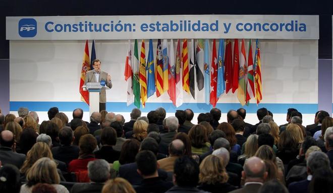Mariano Rajoy, en la clausura un acto en 2014 para reafirmar el...