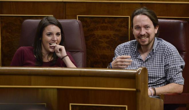 Pablo Iglesias e Irene Montero, en el Congreso de los Diputados