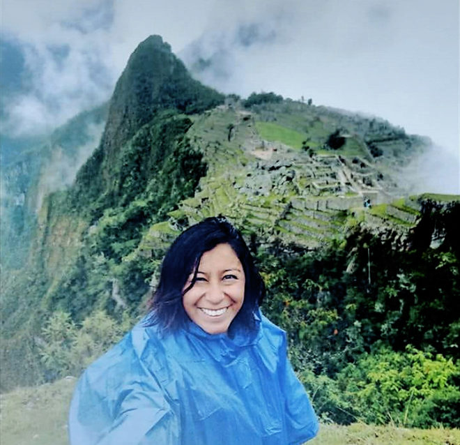 Nathaly Salazar, durante su visita al Machu Picchu