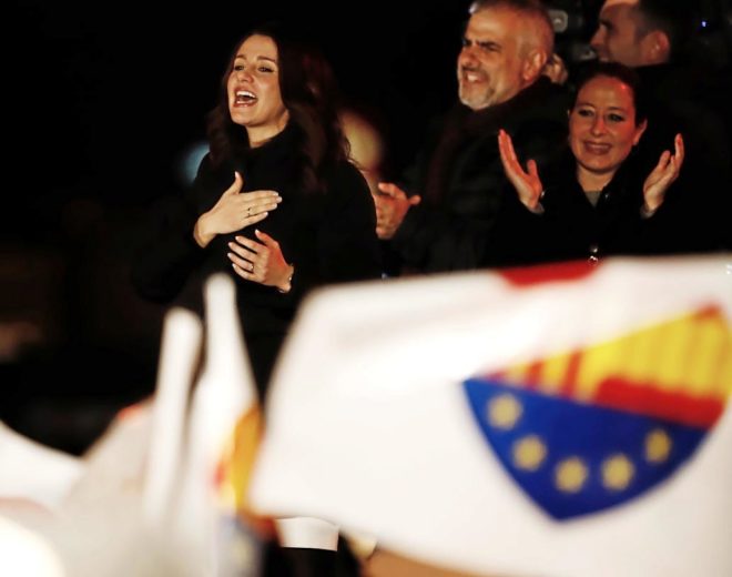 Ins Arrimadas celebra su victoria en la noche electoral del 21-D
