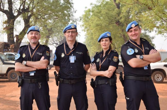 Equipo de la polica cientfica espaola desplegado en Rep. Centroafricana bajo bandera de la ONU.