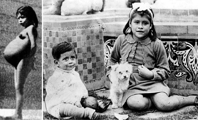 A la izquierda, Lina Medina a los nueve meses de gestacin. A la derecha, ella con su hijo en un parque de Lima. La diferencia de edad exacta entre ambos era de cinco aos, siete meses y 21 das.