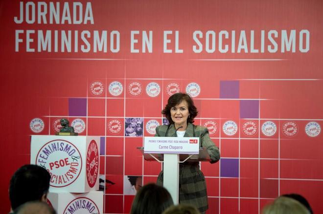 Carmen Calvo, secretaria de Igualdad del PSOE, durante unas jornadas...