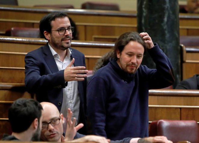 El Secretario General de Podemos Pablo Iglesias y Alberto Garzn,...