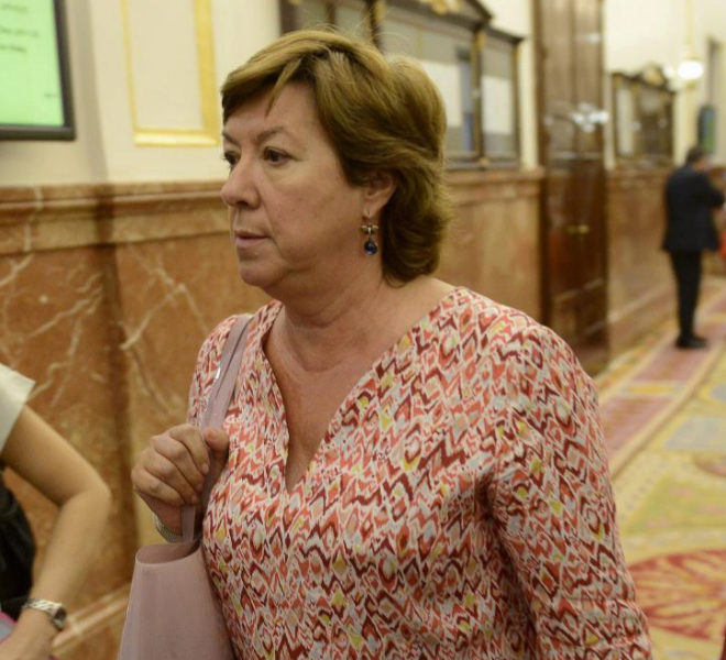Pilar Barreiro, en una imagen en los pasillos del Congreso en 2014.