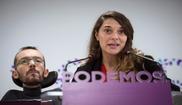 Pablo Echenique y Noelia Vera, durante la rueda de prensa de Podemos