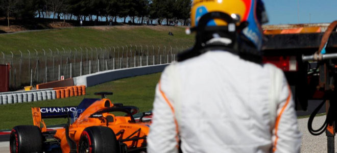 Alonso, durante los test de pretemporada en Montmel.
