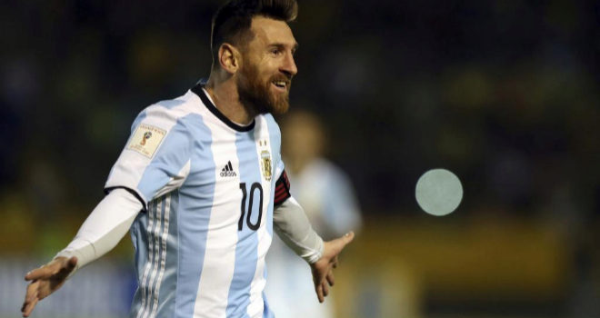 Messi, celebrando uno de sus goles ante Ecuador.