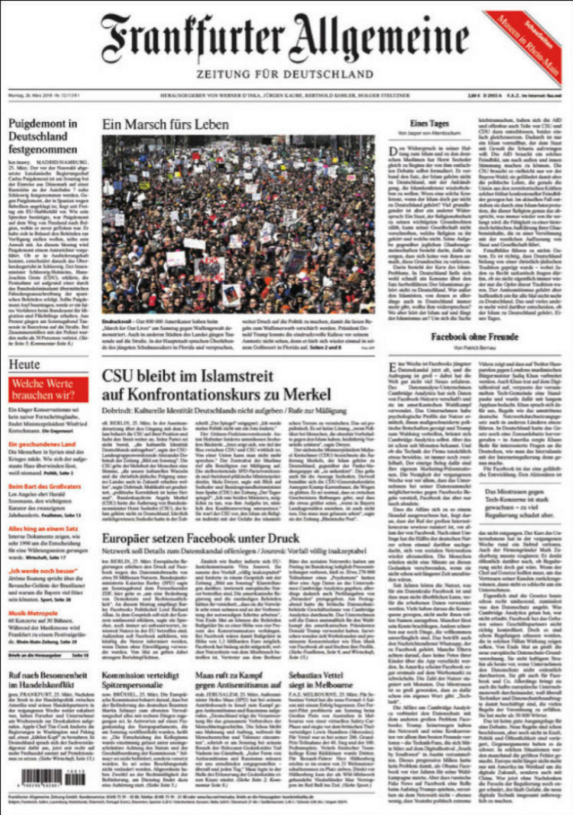 El diario alemn informa de la detencin de Puigdemont en su portada...