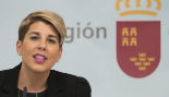 Noelia Arroyo, portavoz del Gobierno de Murcia, en rueda de prensa.