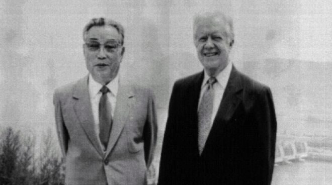 Kim Il-sung, junto al ex presidente de EEUU Jimmy Carter.
