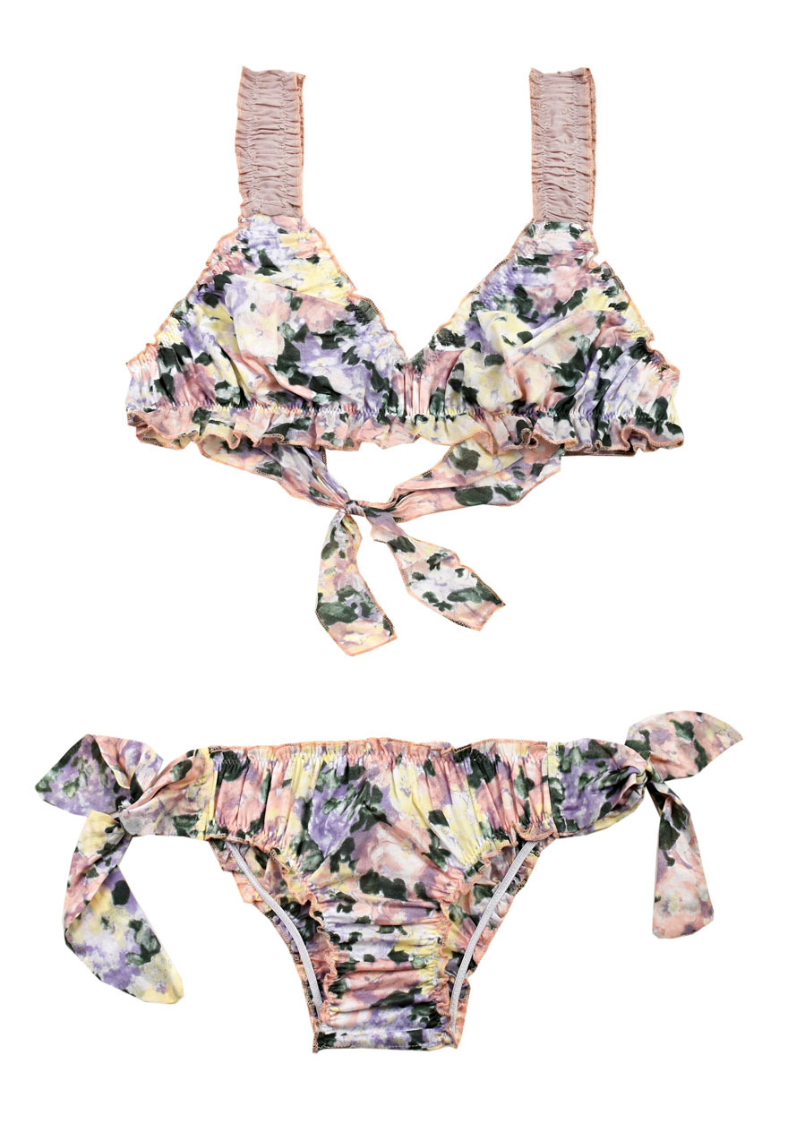 Bikini De 3 Piezas Para Mujer - Con Estampado Floral, Top Sin Tirantes, Braguita Triangular Y Falda De Gasa, Ideal Para Playa Y Piscina
