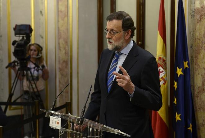 Mariano Rajoy, ayer, en el Congreso de los Diputados tras la...