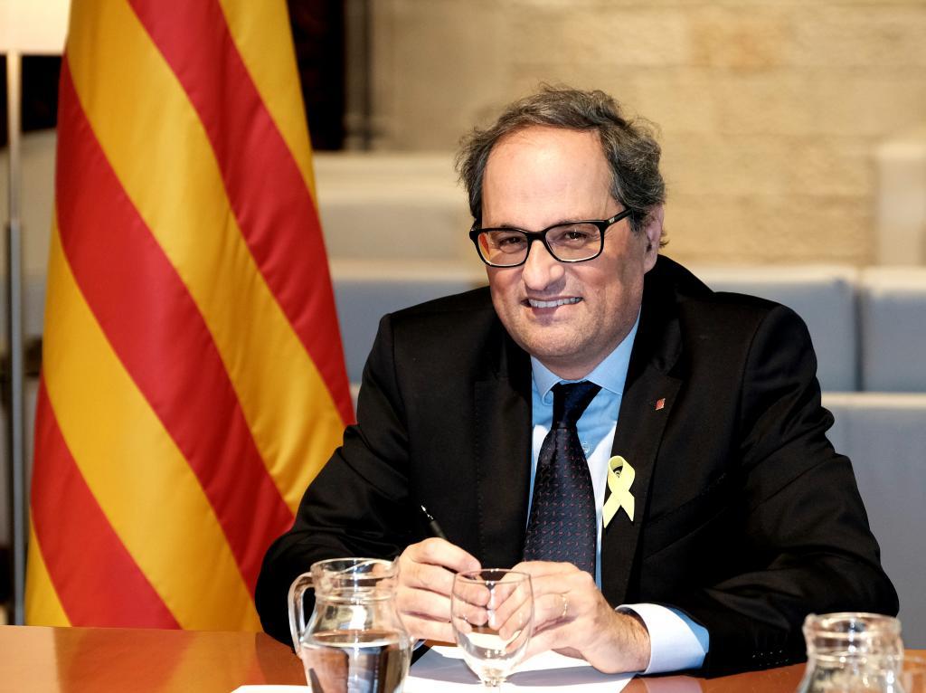 El presidente de la Generalitat, Quim Torra, este lunes en la...