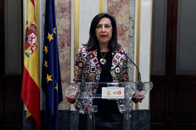 Margarita Robles, portavoz parlamentaria del PSOE, en rueda de prensa...