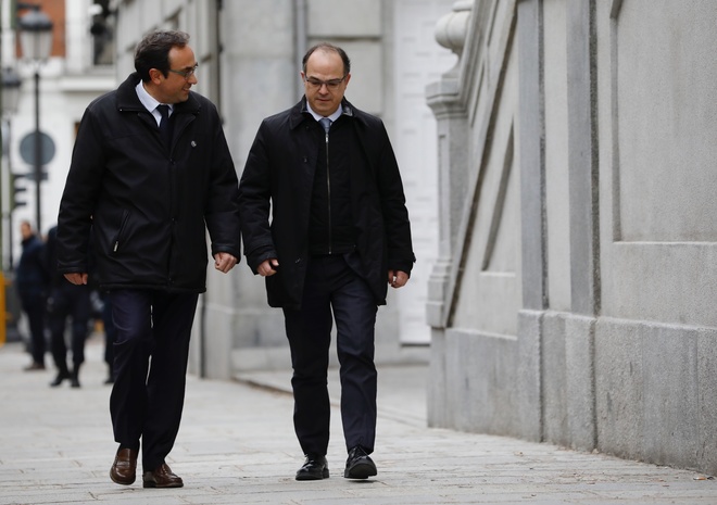 Jordi Turull y Josep Rull a la entrada del Tribunal Supremo el pasado...