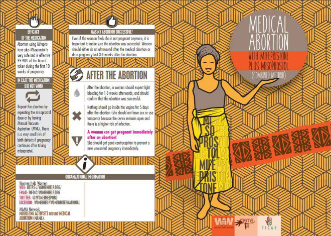 Tarjeta informativa sobre el aborto mdico distribuida por la MAMA...