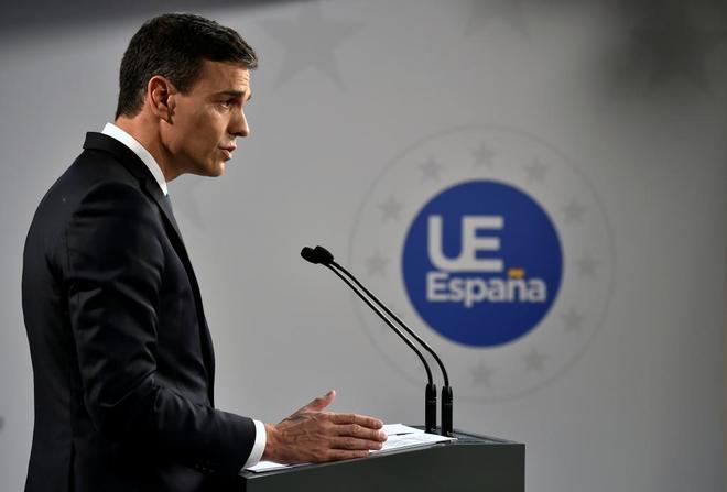 El presidente del Gobierno, Pedro Sánchez, en su rueda de prensa en...