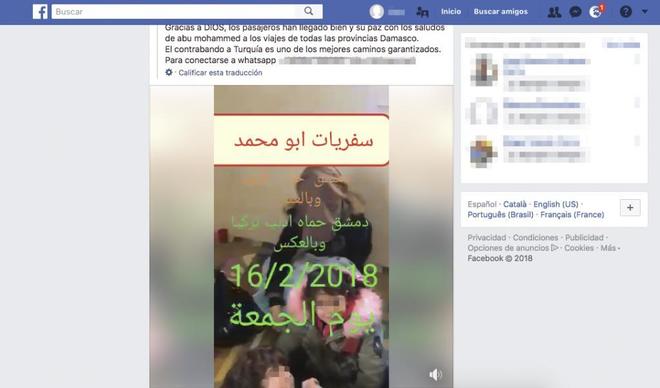 Cuenta de Facebook que promociona viajes de Siria a Turqua y luego publica los vdeos de los clientes.