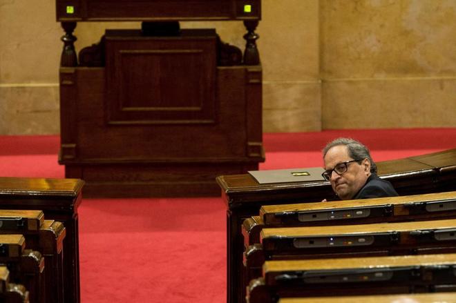 El presidente de la Generalitat, Quim Torra, durante la sesin de...