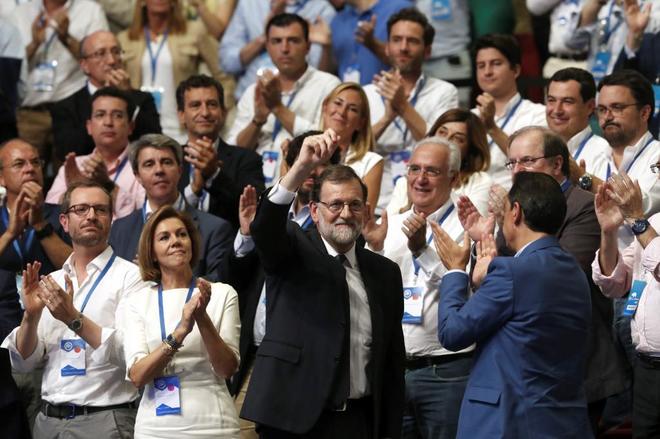 El ex presidente del Gobierno, Mariano Rajoy, en el Congreso del PP