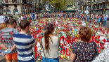 Homenaje a las vctimas en La Rambla, en Barcelona, en agosto de...