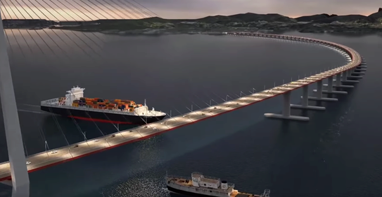 Se ha propuesto un puente flotante para cruzar el fiordo Bjornafjord.