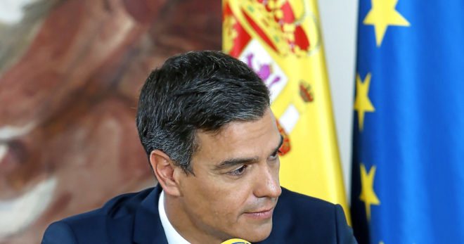 El presidente del Gobierno, Pedro Snchez, ayer en el Palacio de la...