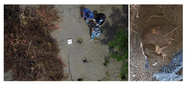 El equipo forense trabaja en la fosa en la que se han hallado 166 cadveres en Mxico.