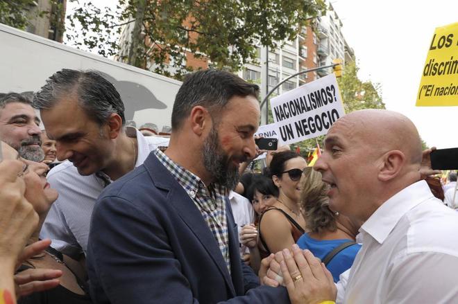 El lder de Vox, Santiago Abascal, durante la manifestacin...