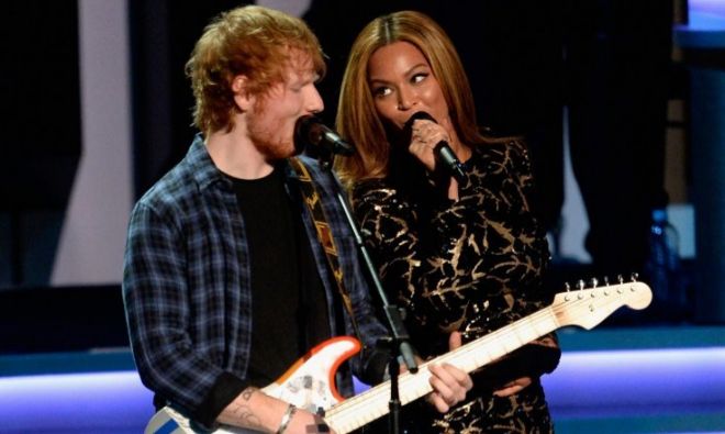 Los cantantes Ed Sheeran y Beyonce