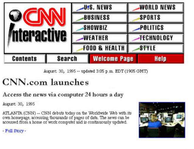 La web de la CNN en 1995.