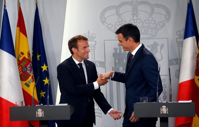 Macron y Snchez en una rueda de prensa conjunta.