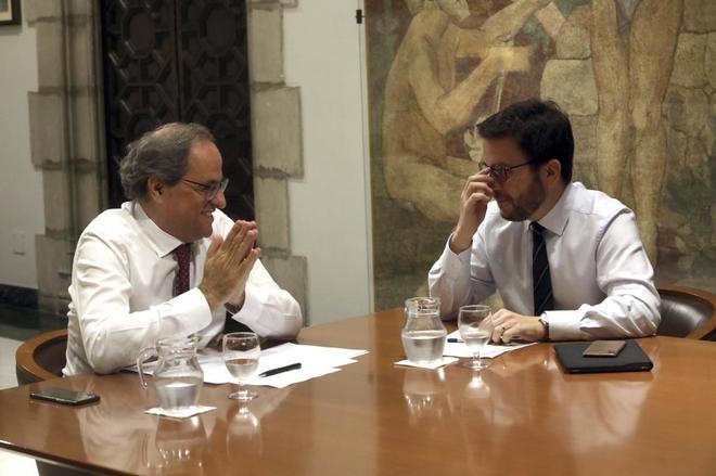 El president Quim Torra y el vicepresidente Pere Aragons en una...