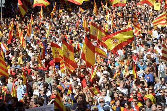 Manifestacin a favor de la unidad de Espaa en Barcelona el pasado...