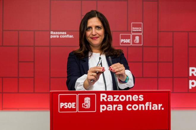 Esther Pea, portavoz del Comit Electoral del PSOE, en rueda de...