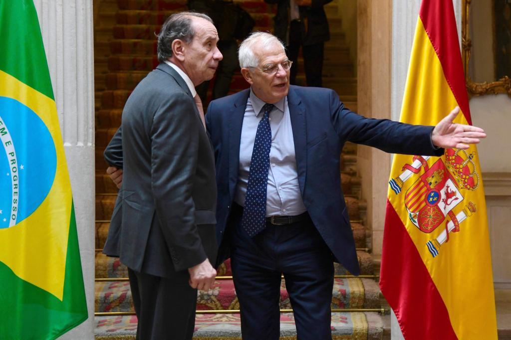 El ministro de Exteriores Josep Borrell con su homlogo brasileo Aloysio Nunes en Madrid.
