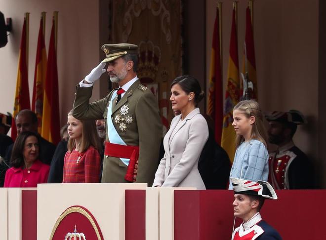 La Princesa Leonor, Felipe VI, la Reina Letizia y la Infanta Sofa,...