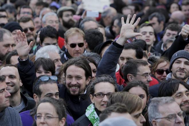 Pablo Iglesias, durante una manifestacin convocada por Podemos.
