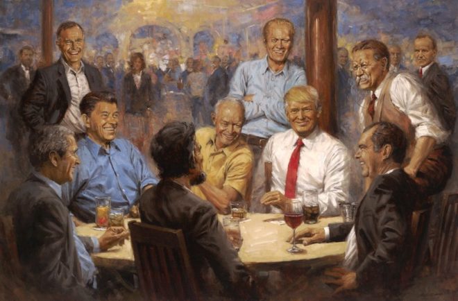 La obra &apos;El club republicano&apos; muestra a Trump junto a otros ex...