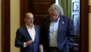 Los portavoces del PDeCAT y ERC, Carles Campuzano y Joan Tardà, a la...