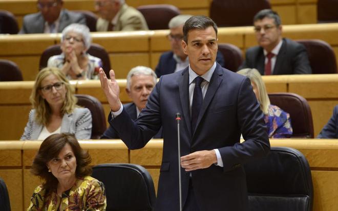 Pedro Snchez, durante una sesin de control al Gobierno en el...