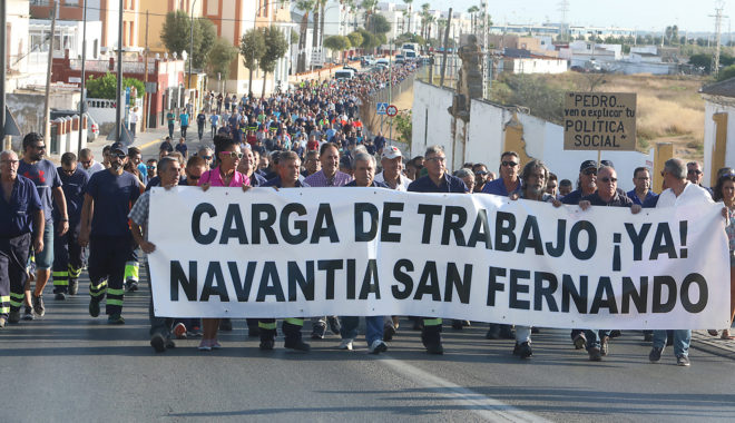Manifestacin de trabajadores de la empresa Navantia, en San Fernando...