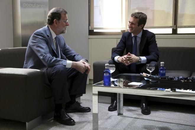 Reunin entre Casado y Rajoy en la sede del PP en la calle Gnova,...