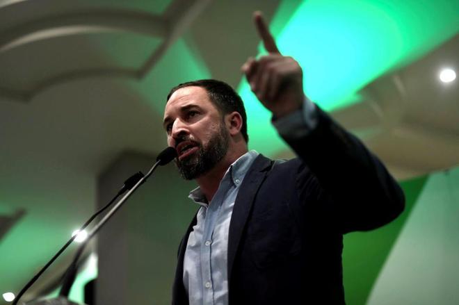 El lder de Vox, Santiago Abascal, en un acto electoral en Crdoba