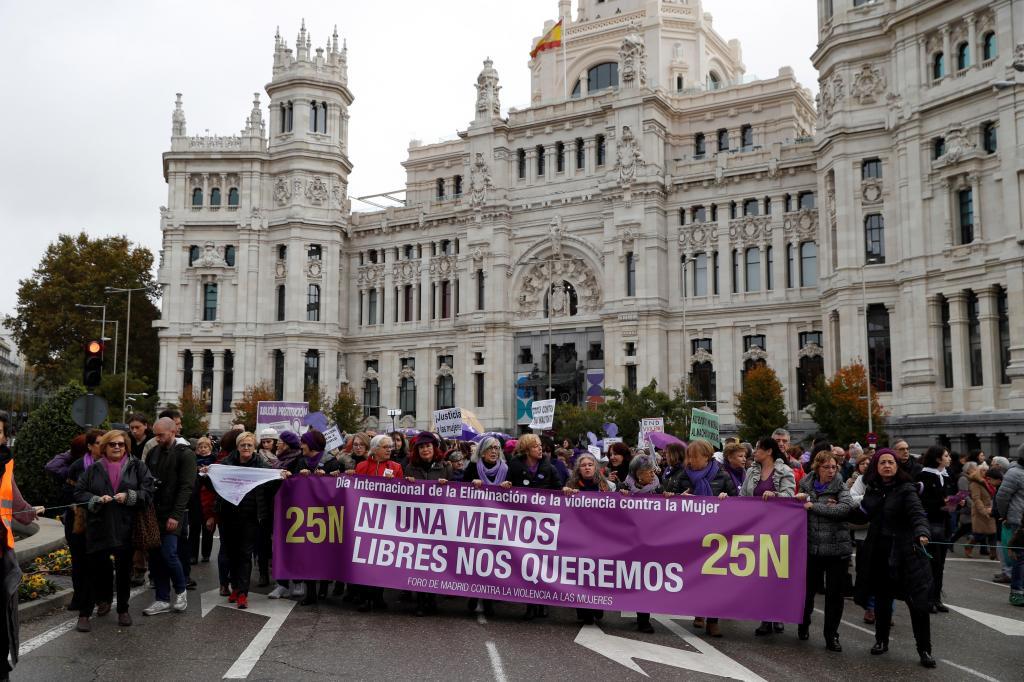 Cabecera de la manifestacin en Madrid.