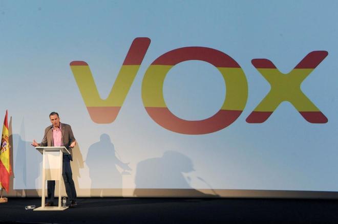 El Secretario General de Vox, Javier Ortega Smith, durante su...