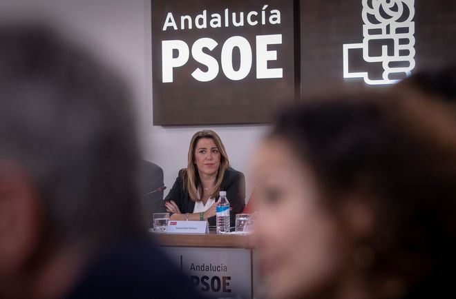 La secretaria general del PSOE andaluz, Susana Daz, ayer, durante la...