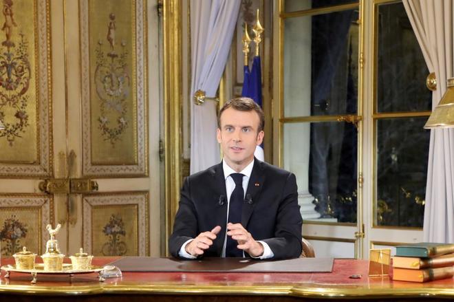 El presidente francs, Emmanuel Macron, durante su discurso...