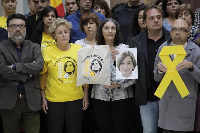 Actos de trabajadores del Parlament de Catalua en protesta por la...